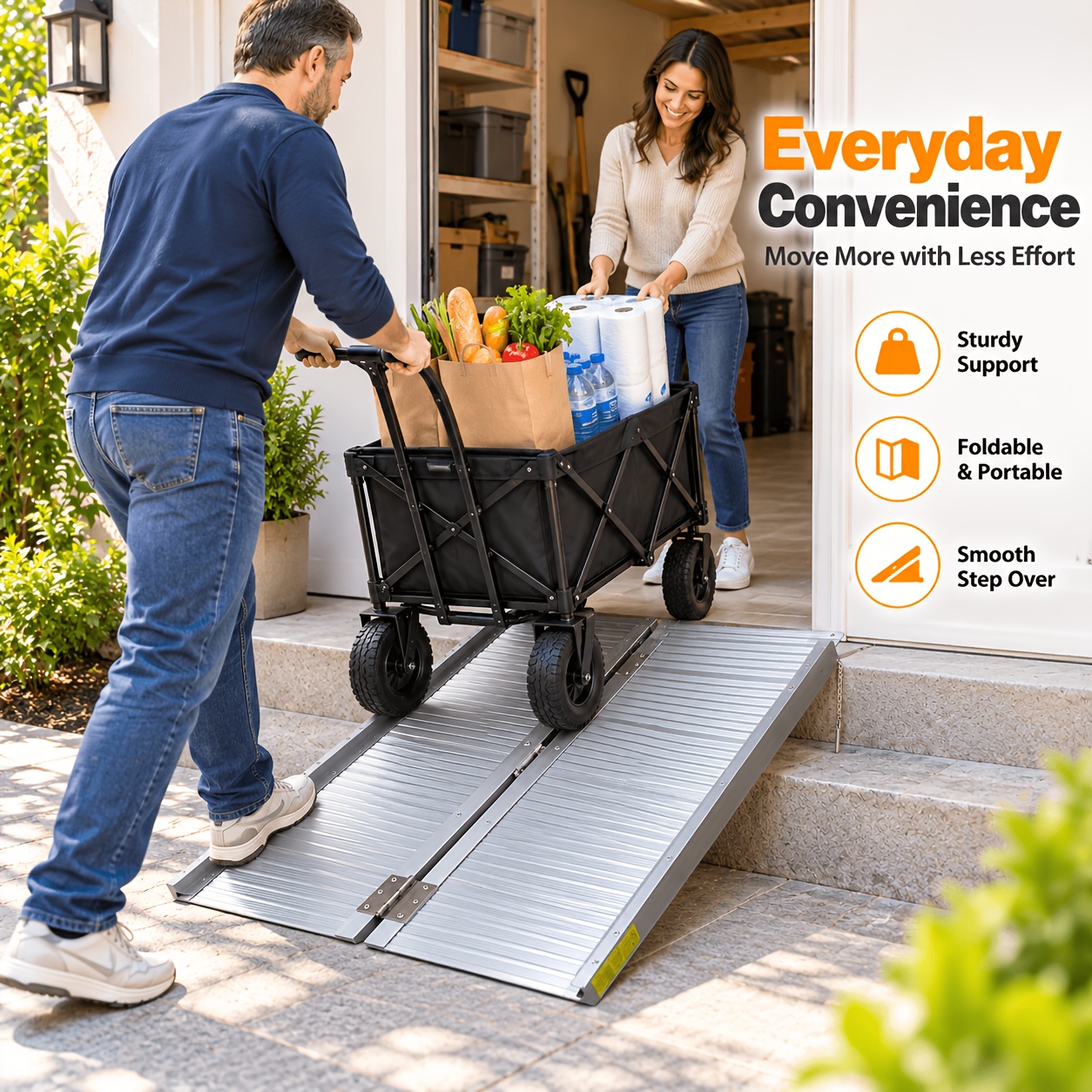 Portable Foldable Box-Shaped Ramp with Handle, Side, And Wear-Resistant, Sturdy And Durable, Suitable for Doorways, Stai