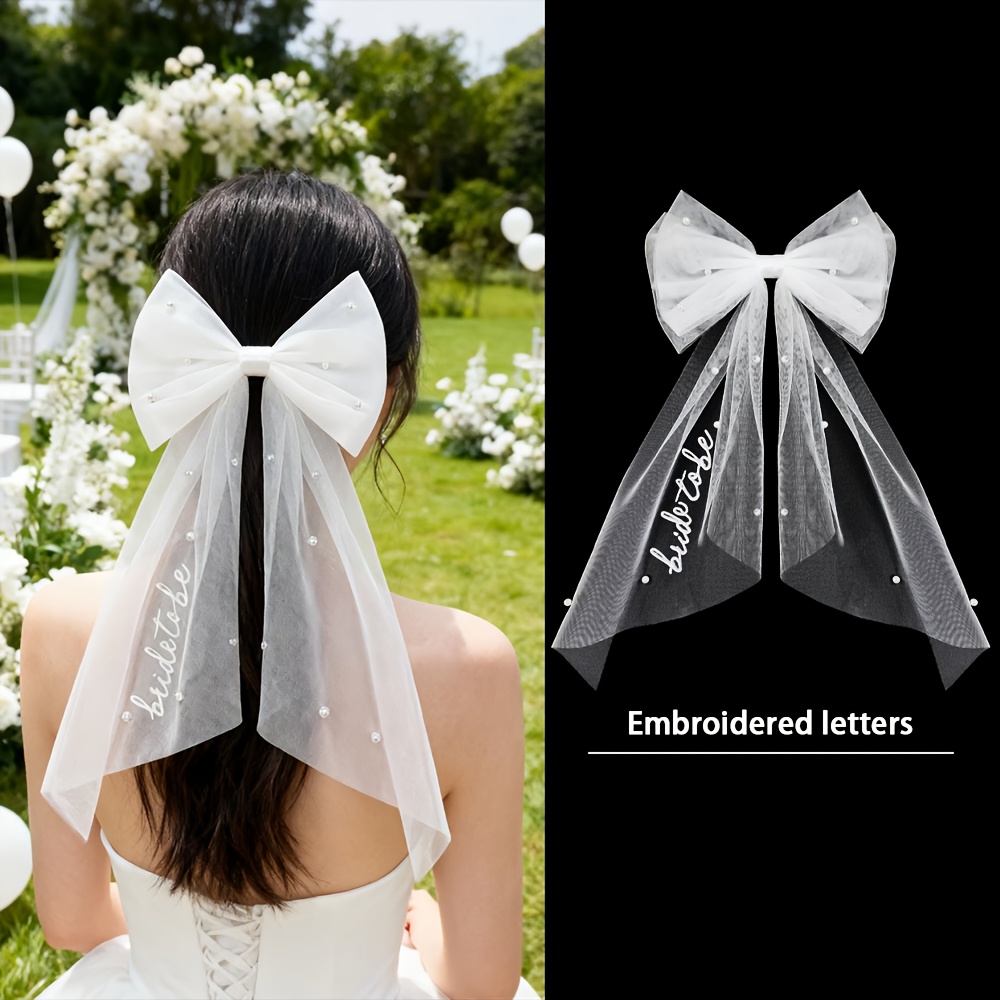 E-shop 1 Stück Braut Stirnband mit bestickter Schleife, Damen Junggesellinnenabschied Accessoire, Braut Stirnband mit bestickter Dekoration, Geschenk