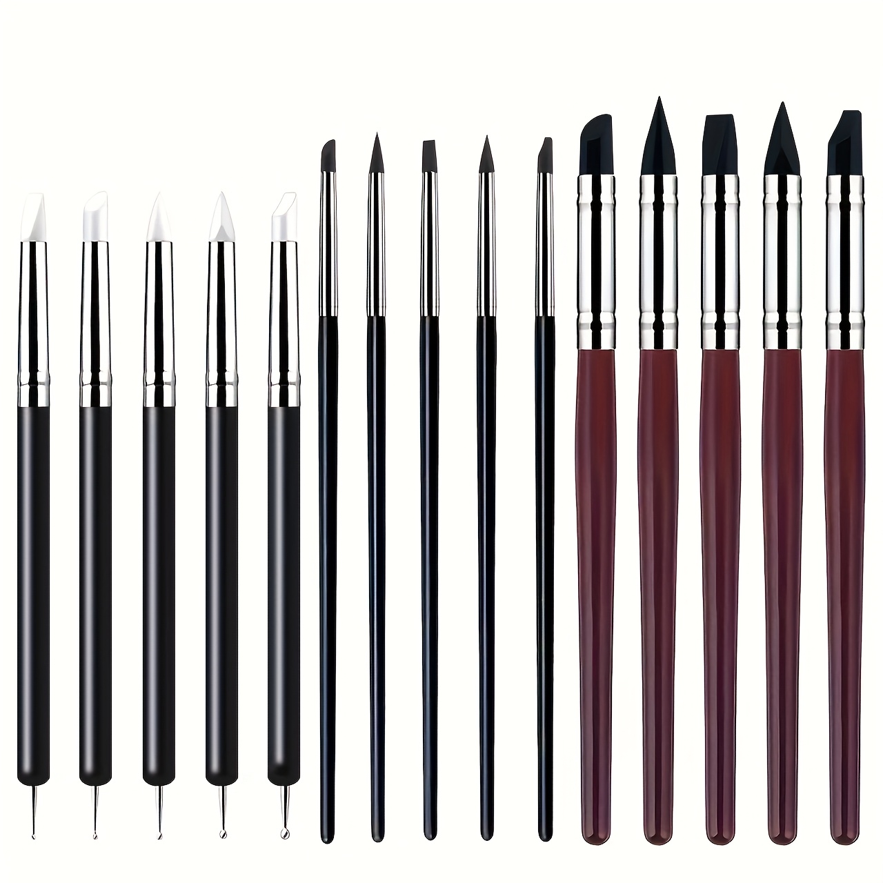 E-shop 15er-Pack, Silikon-Stift-Set zum Aufstecken, Dekorationsstift, Werkzeuge für die Herstellung von Töpferton-Skulpturen aus weichem Ton