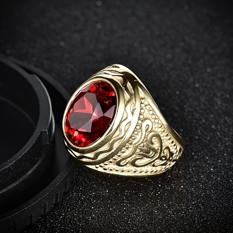 Carved Pattern Golden Wedding Ring Unisex