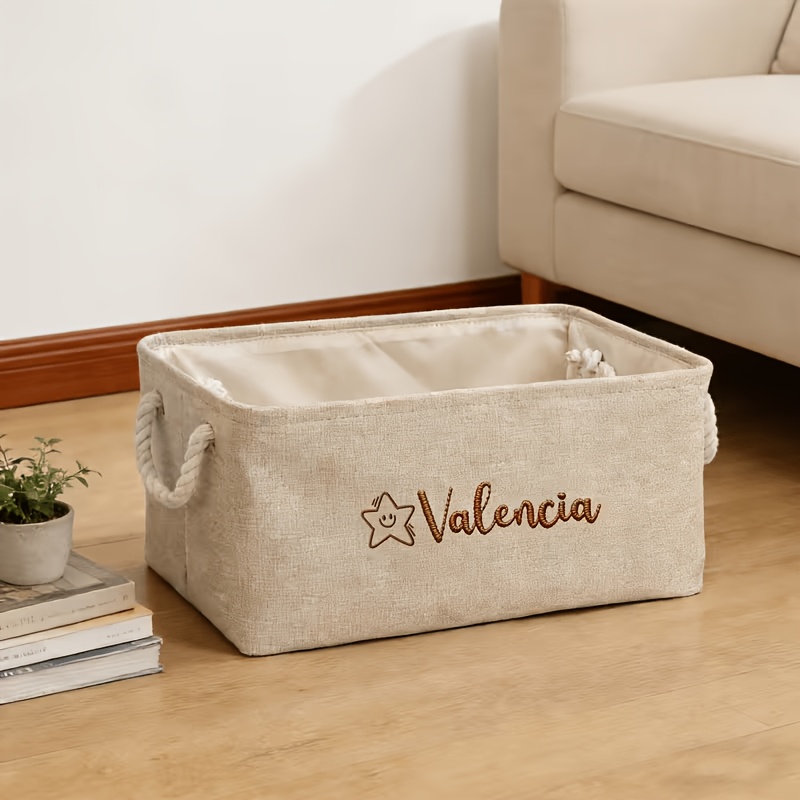 TEMU High-end Custom Storage Bins And Boxes For Storage Bins And Boxes | Name And Icon Personalized Storage Box | Large Capacity With Rope Handle