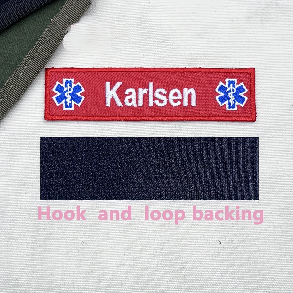 TEMU Customize 1pc Emergency Medical Tactical Embroidered Name Patch Badge With Hook And Loop Backing, Suitable For Decorating Clothes And Backpacks