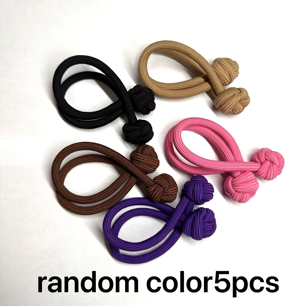 TEMU 5pcs Random Color High Elasticity Durable Thickened Hair Ties For Women, Cute Hair Ropes, Fashionable High Ponytail Holders, Hair Accessories