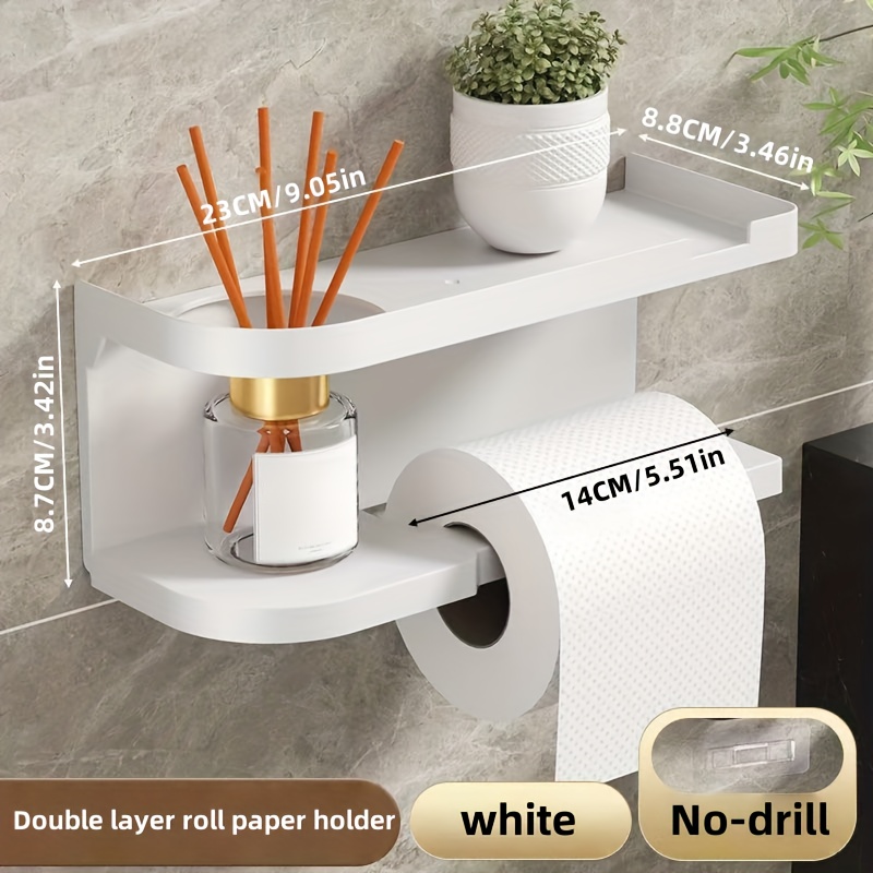 Wall-mounted Toilet Paper Holder With Shelf, Bathroom Accessory, Tissue Box Dispenser With Storage Drawer, Suitable For Home And Hotel Use