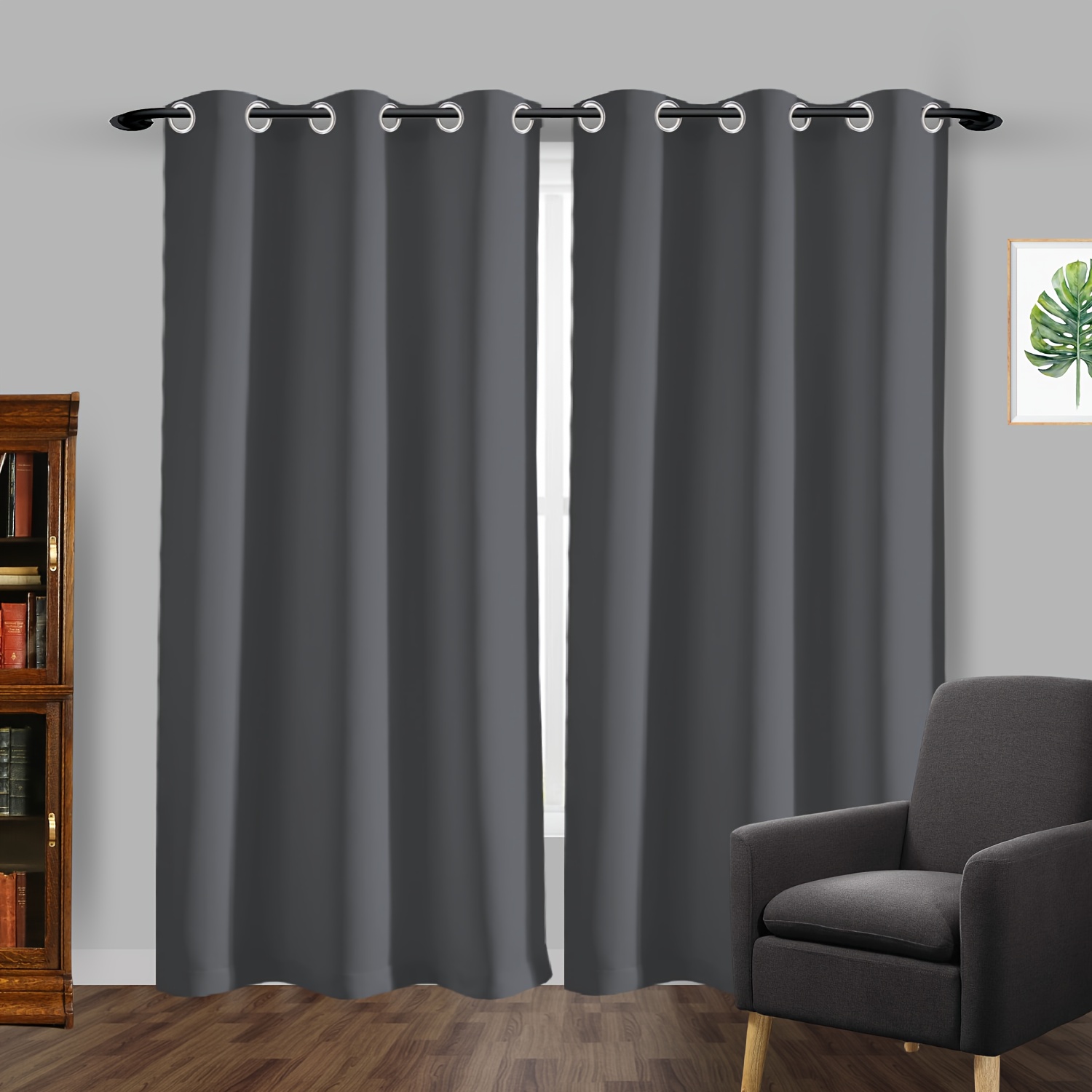 2 Panels Grommet Top Blackout Curtain Thermal Insulated