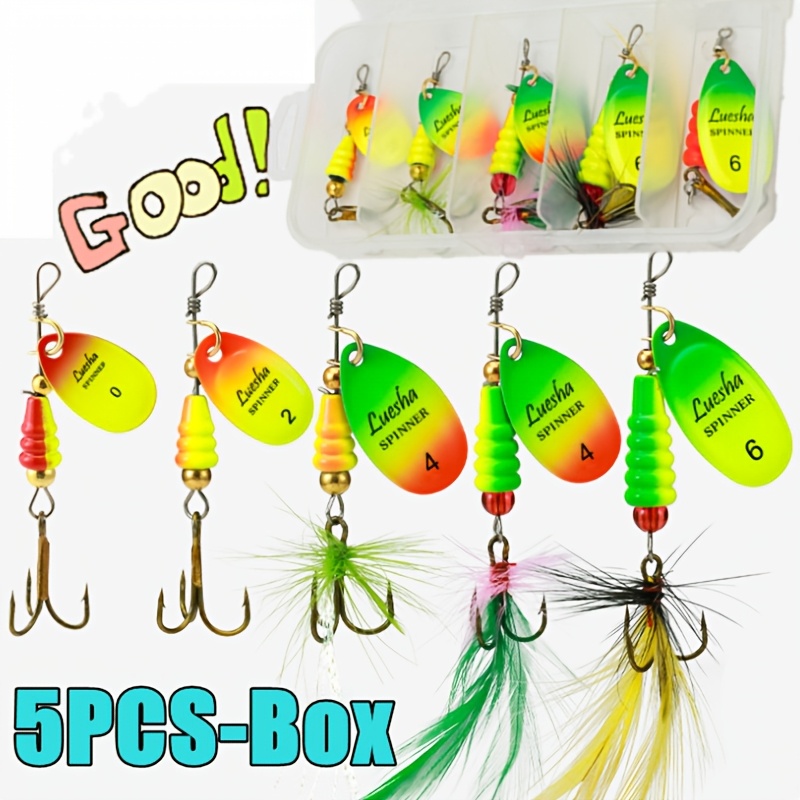 

[5pcs Metal Spinnerbaits Fishing Lures] 5pcs Iron Spinnerbaits Fishing Lures Set, Metal , For Bass, Trout, Catfish, , Mackerel, , Herring, Perch, Pike, , And More Freshwater And Saltwater Fishing