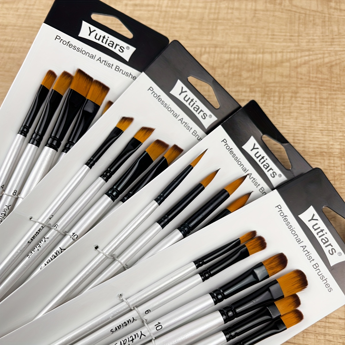 

6-pack Yutiars Paint Brushes, Anti-shedding Nylon Bristles, Wooden Handles, For Acrylic, Oil & Watercolor Painting, Ideal For Artists & Hobbyists