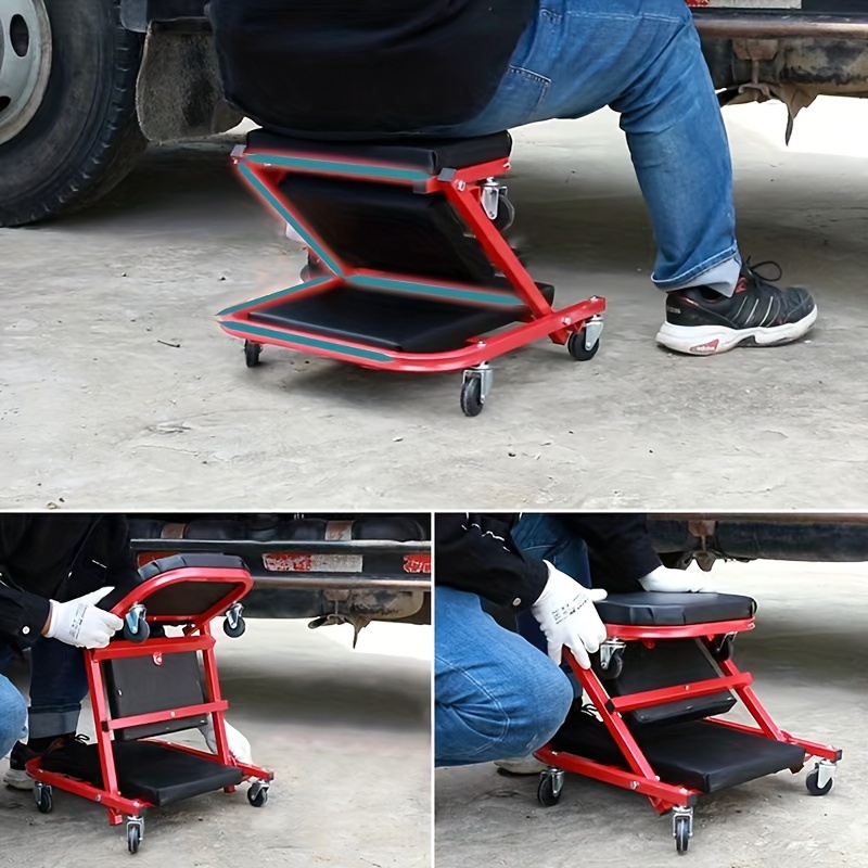 1pc heavy duty foldable crawler seat with wheels convertible mechanical stool z ladder design for construction professional use details 1