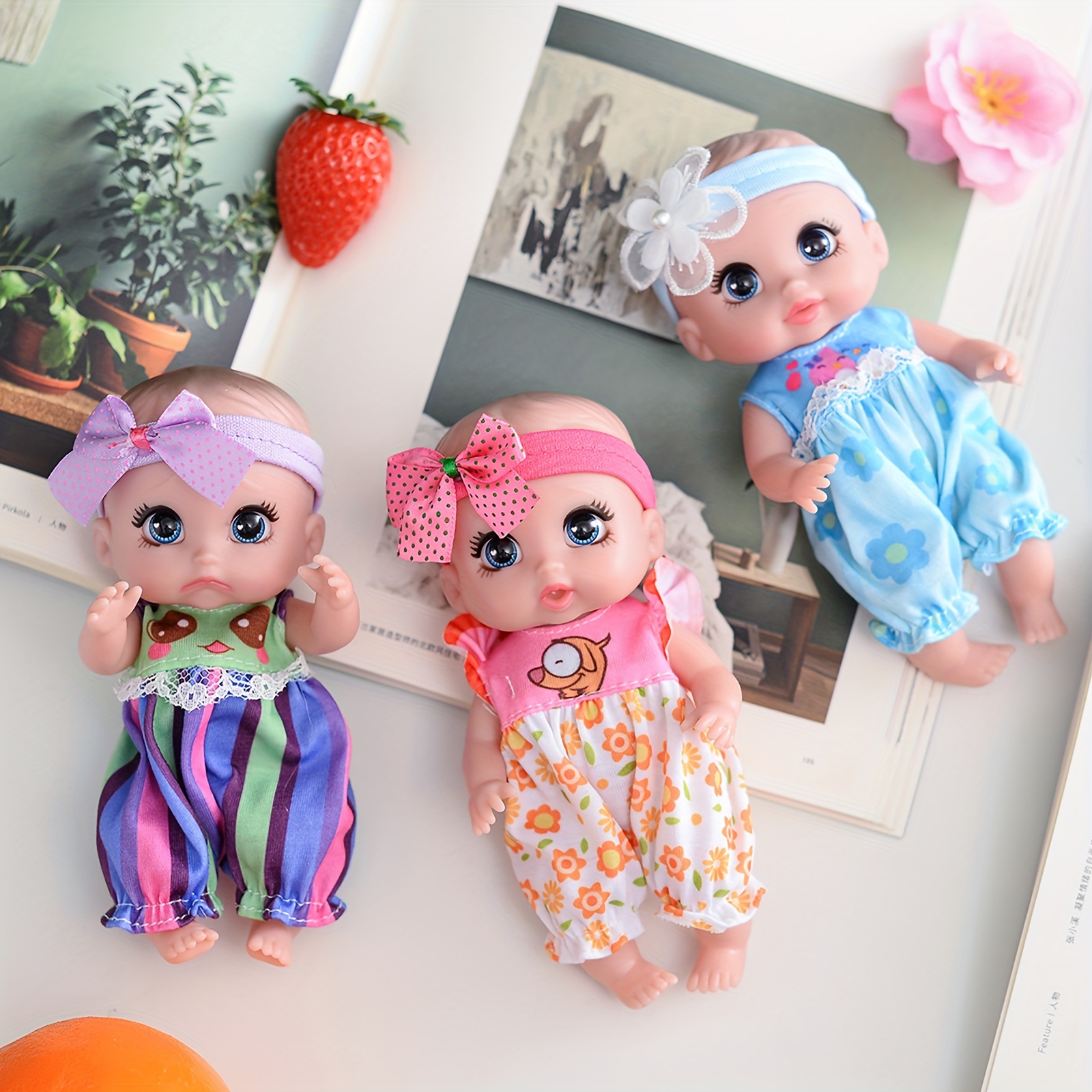 

6" Cute Small Baby Doll Newborn Baby All Vinyl Reborn Baby Dolls For Girls Swivel Mini Dolls 16 Cm Crying Baby Doll Diy Toys For Ages 3+