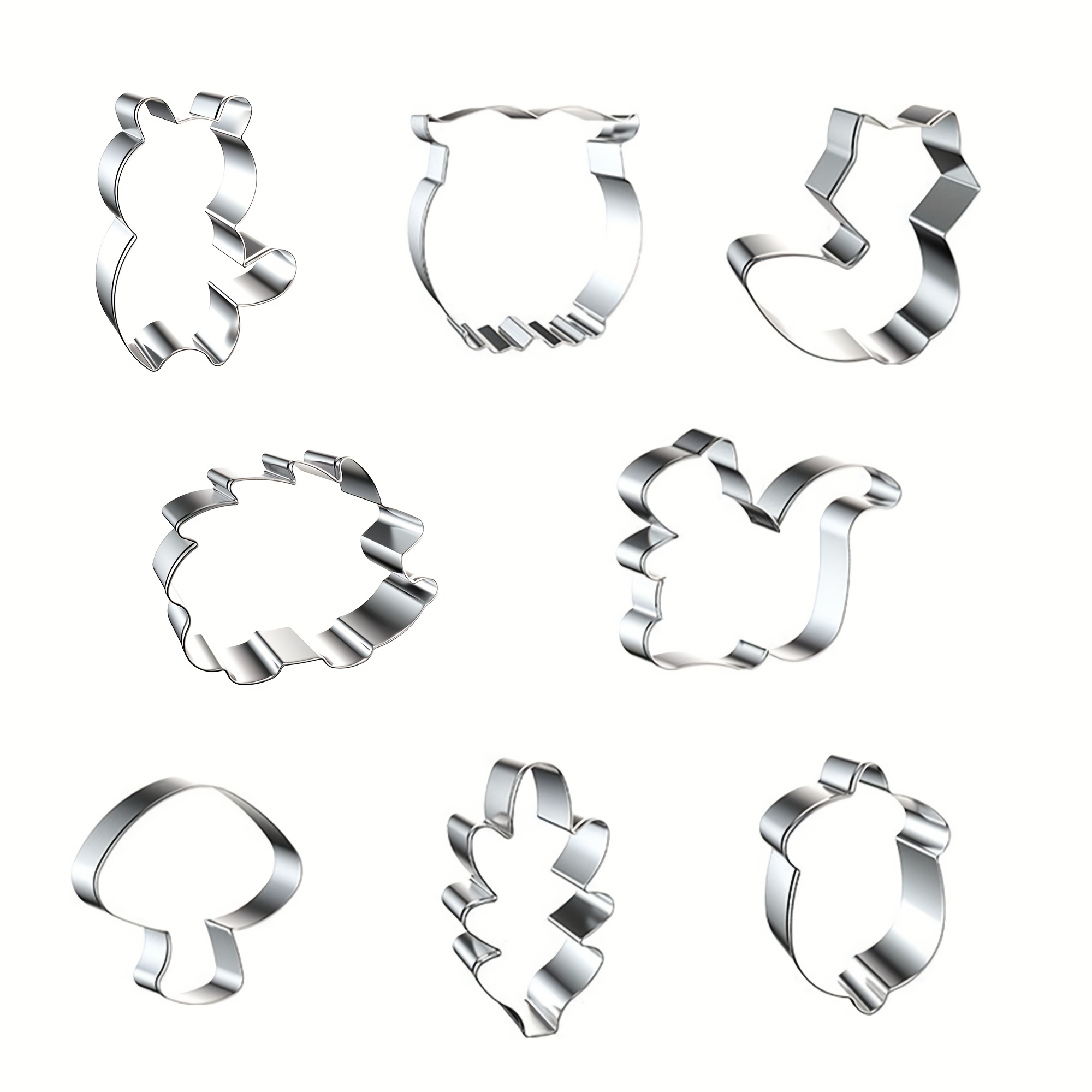 TEMU 8pcs Animal Cookie Cutter Set, Squirrel, Owl, Raccoon, Fox, Maple Leaf, Hedgehog, Mushroom Animal Stainless Steel Cookie Cutters Shapes Biscuit