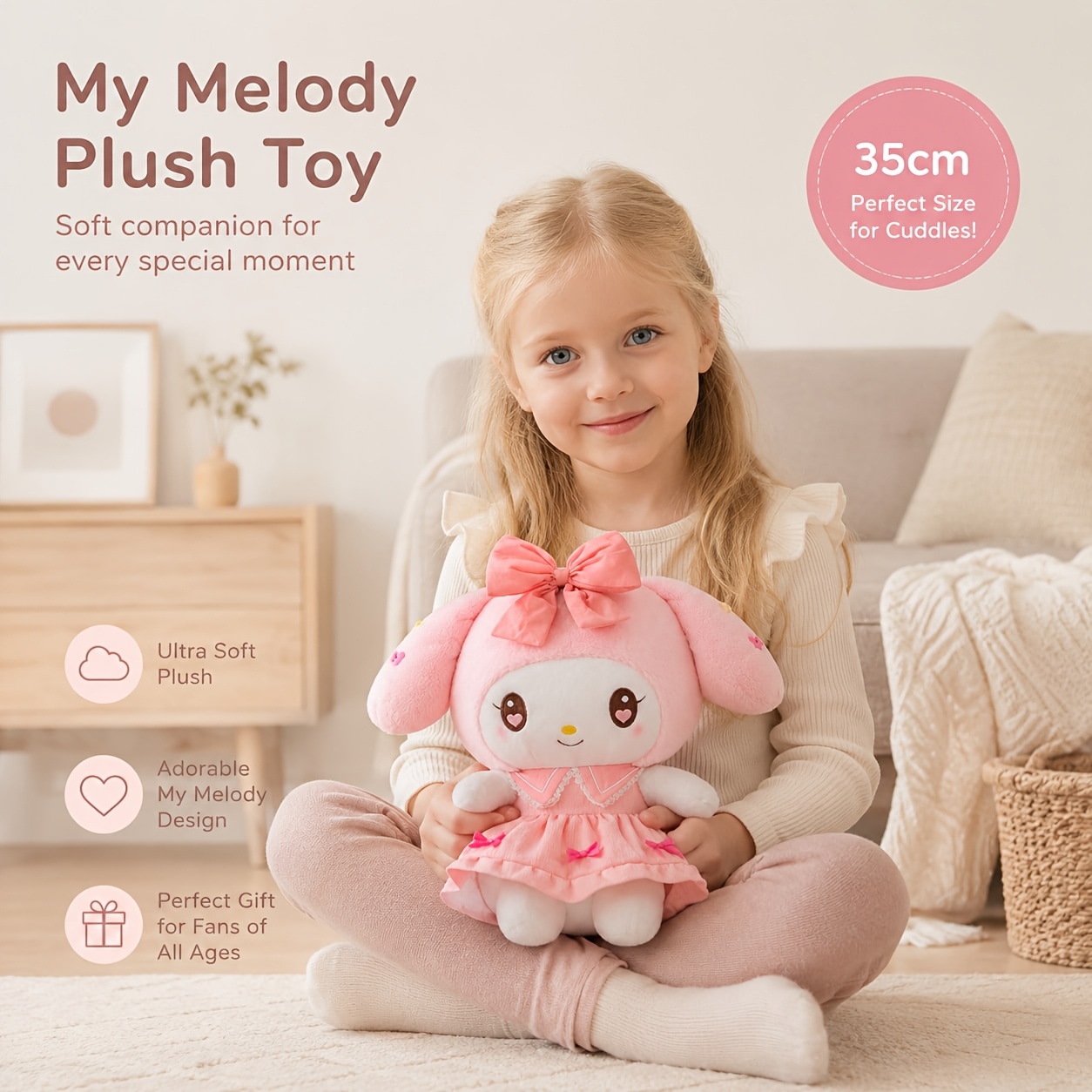 Kuromi And My Melody Plush Doll 35cm - Sweet Soft Toys In Pink And Purple, Soft Fabric Animal, Christmas Gift, Birthday Gift And Halloween For Girls