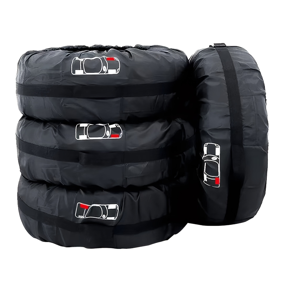 TEMU 4-pack Car Tire Covers Tire Covers Dustproof Protective Covers Universal Tire Storage Set Of 4. With Different