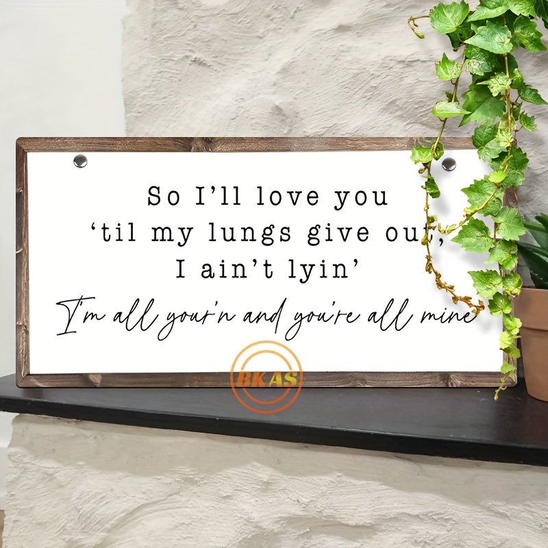 TEMU Panneau mural plat 2D en bois sur le thème « Je t'aimerai jusqu'à que mon cœur de », panneau de chambre en bois, « Je t'aime de tout mon cœur »,