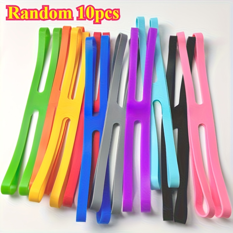 Image of 5/10pcs Silicone H And X Cross Elastic Straps! Stretchable, Reusable And Non-slip For Gift Boxes, Cutlery And Books - Stylish Colorful Design For Organized Storage! Random Color