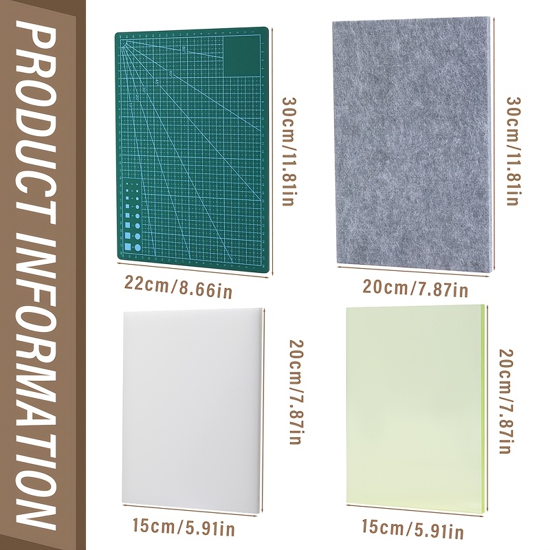 TEMU 4pcs Leather Punch Pads, Leather Cutting Mat, Leather Craft Mat, Sound Absorbing Pad And A4 Self Cutting Mat, Leather Punching Tools For Diy
