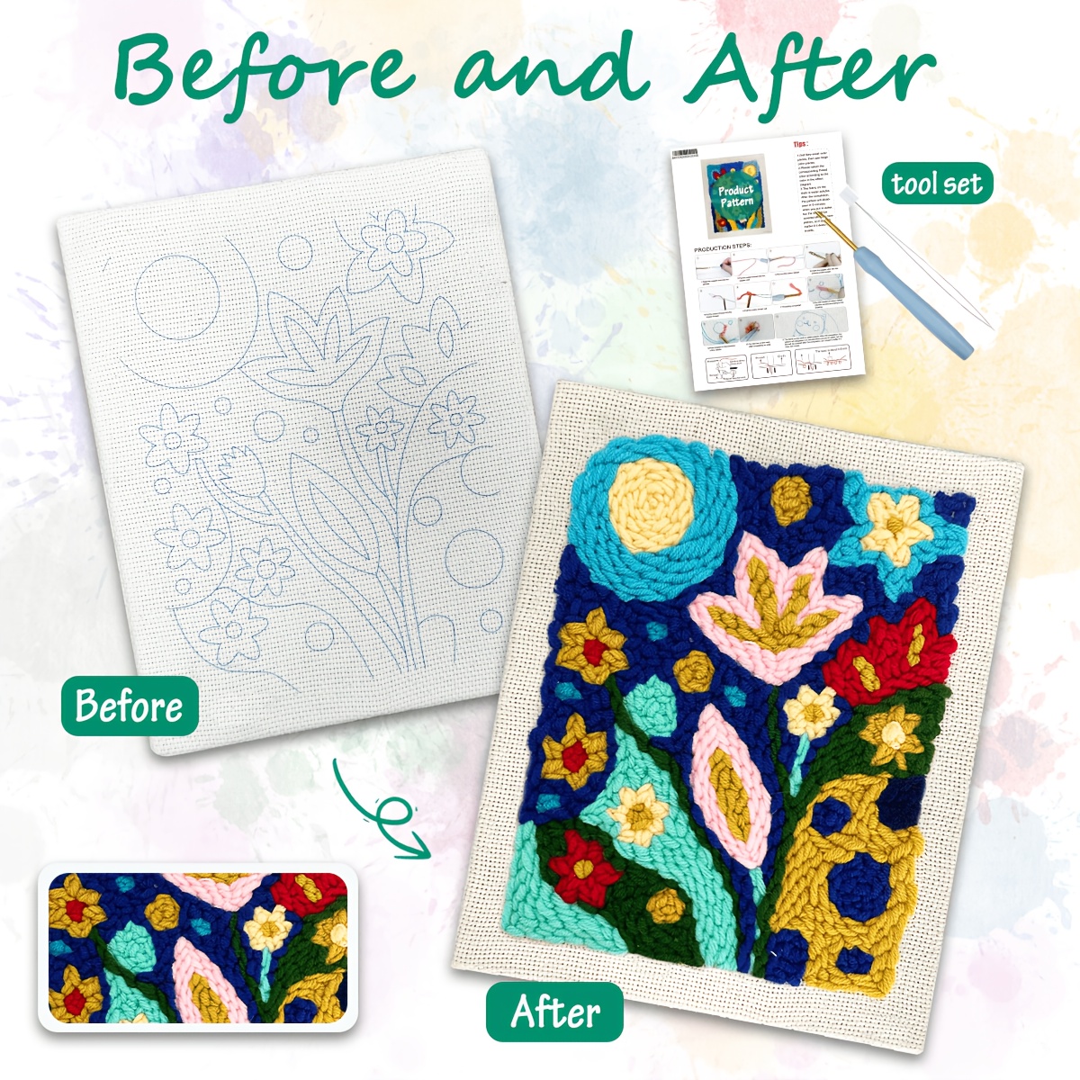 Complete Punch Needle Embroidery Starter Kit for Adults & Beginners