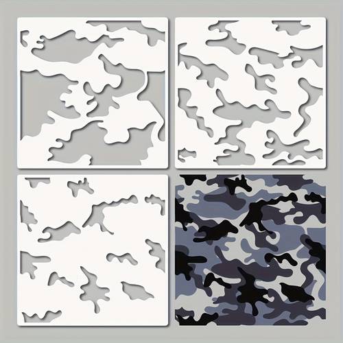 3pcs camouflage pattern stencils set reusable camo painting templates for wood fabric furniture diy crafts