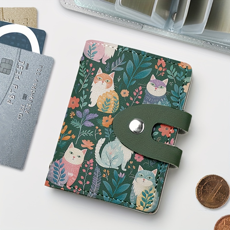 

1pc Cat Print Fashion Card Storage Bag, 24 Card Slots Card Case, Ultra-thin Credit Card Holder (random Print Position)