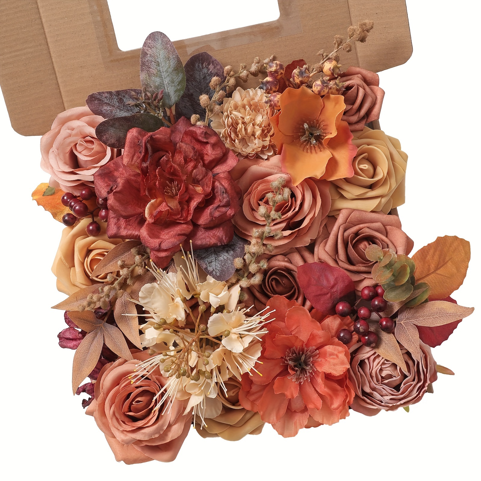 

Artificial Flowers Combo Box Set Burnt Orange Fake Flower With Stems For Diy Wedding Bouquets Centerpieces Arch Arrangement Baby Shower Party Home