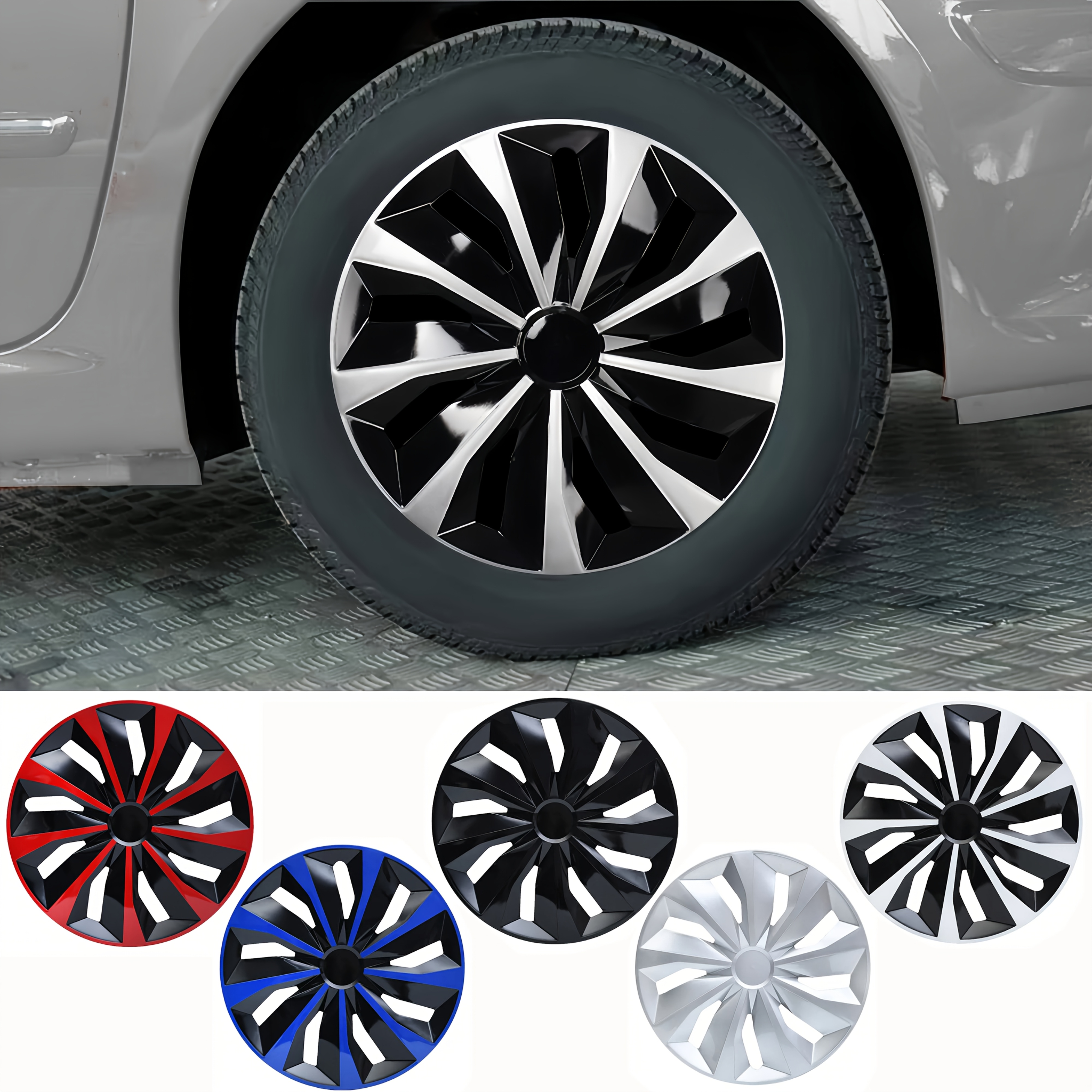 Enjoliveurs Universels Pour Roues De Voiture, SUV, Camion - Noir, Diamètre 14 Pouces - Protection Contre Rayures, Facile à Installer