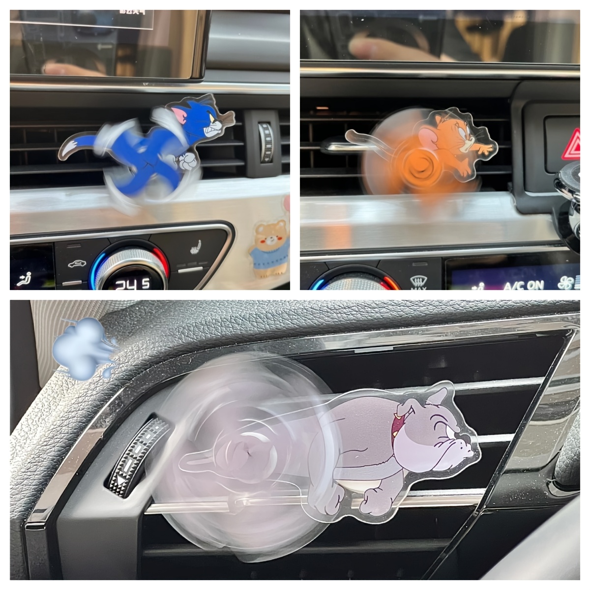 

2pcs Set Acrylic Running Boy Car Vent Clips - Creative Aromatherapy Diffuser & Decorative Windmill Design With Propeller, Air Freshener Accessory