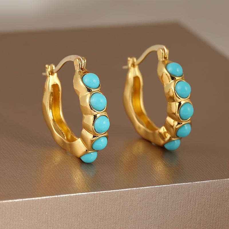TEMU Earrings With Turquoise-colored Stones