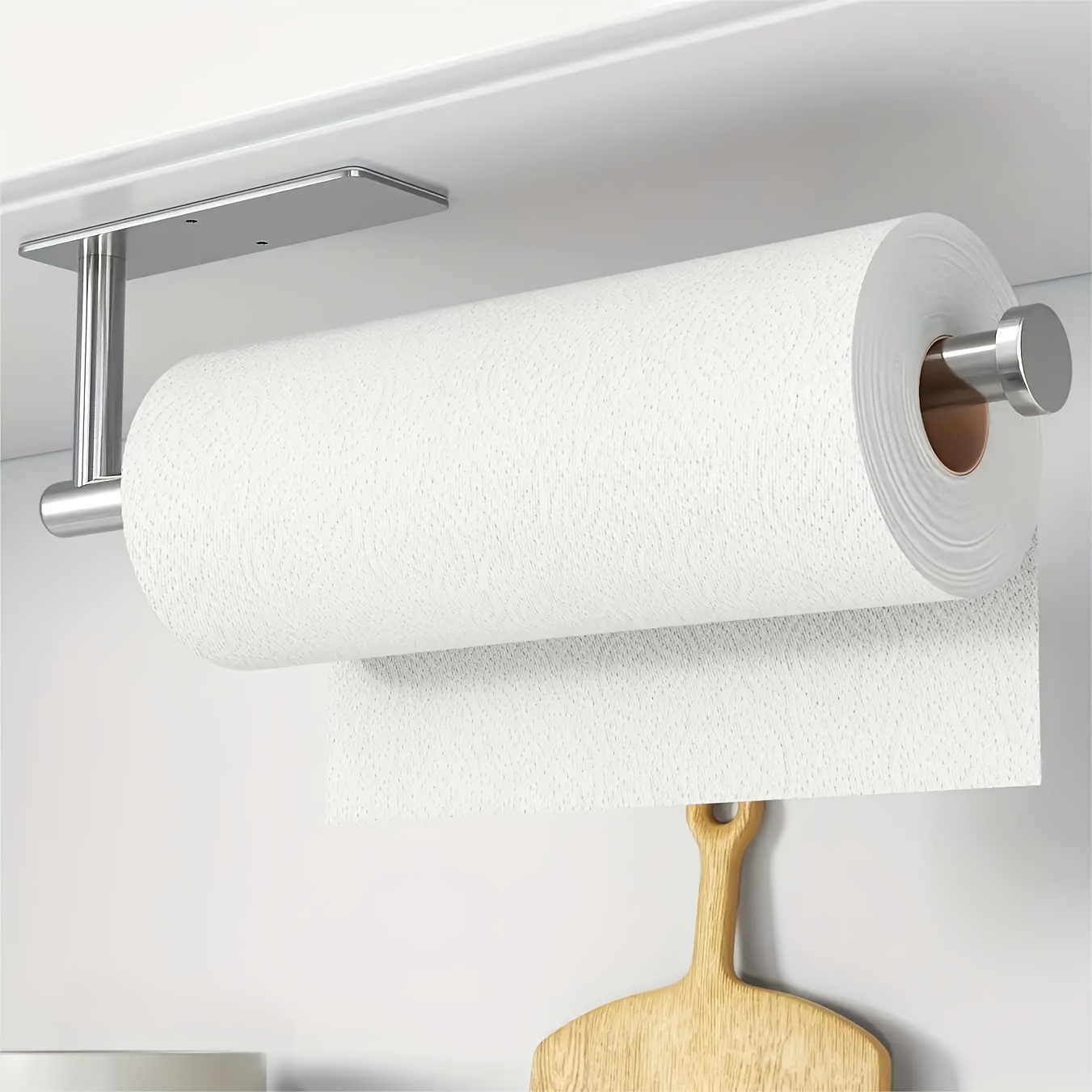TEMU Stainless Steel Paper Towel Holder, Space- Bathroom And Kitchen Storage Rack, , Suitable For Home Or Commercial Use, Self-adhesive Or