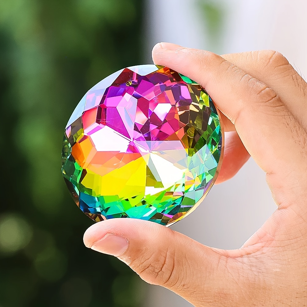 60mm Suncatcher Round Prism Crystal Pendant Colorful Glass Chandelier