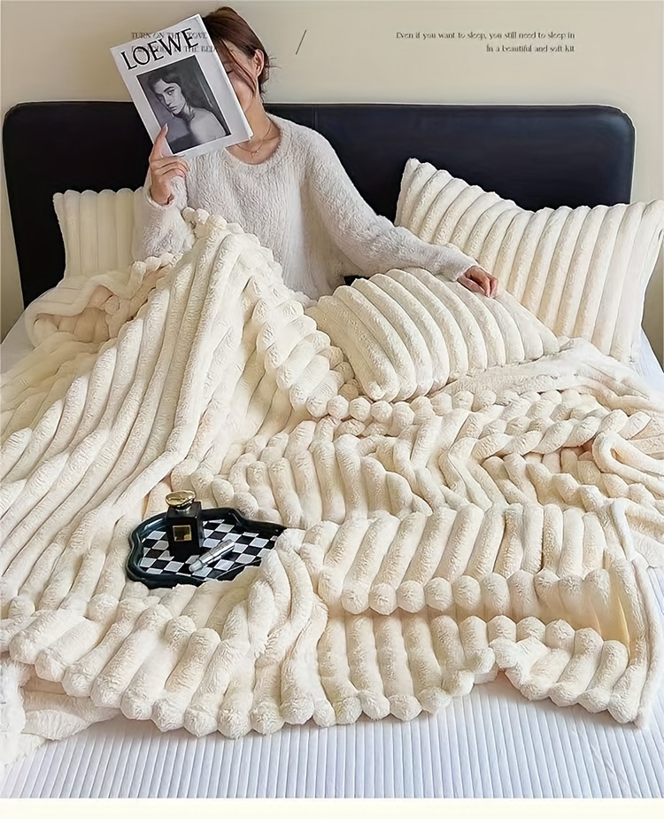 customer   luxurious   rabbit fur shawl blanket soft warm cozy for couch bed   versatile   gift perfect christmas present details 1