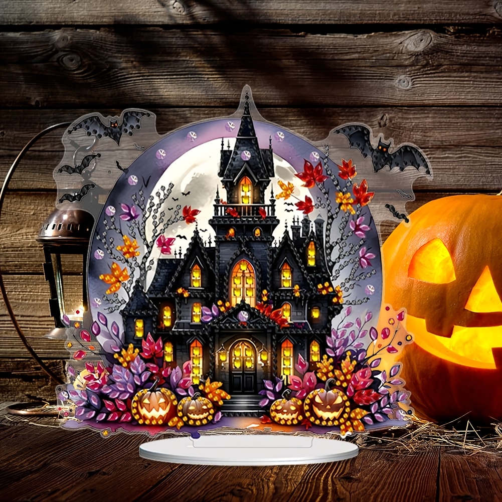 

Halloween Haunted House Kit, Diy Acrylic Castle Tabletop Decoration Craft Set, With Round & Irregular Rhinestones, Unique Shape Acrylic Rhinestones, For Surprise Gift