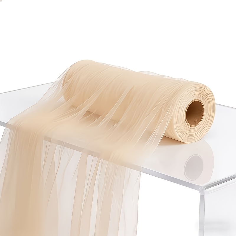 TEMU 1 Rouleau de 21m et 31m de Chiffon de Champagne Élégant, Tissu Semi-Transparent pour Décorations de Mariage, Fonds de Fête et Décorations