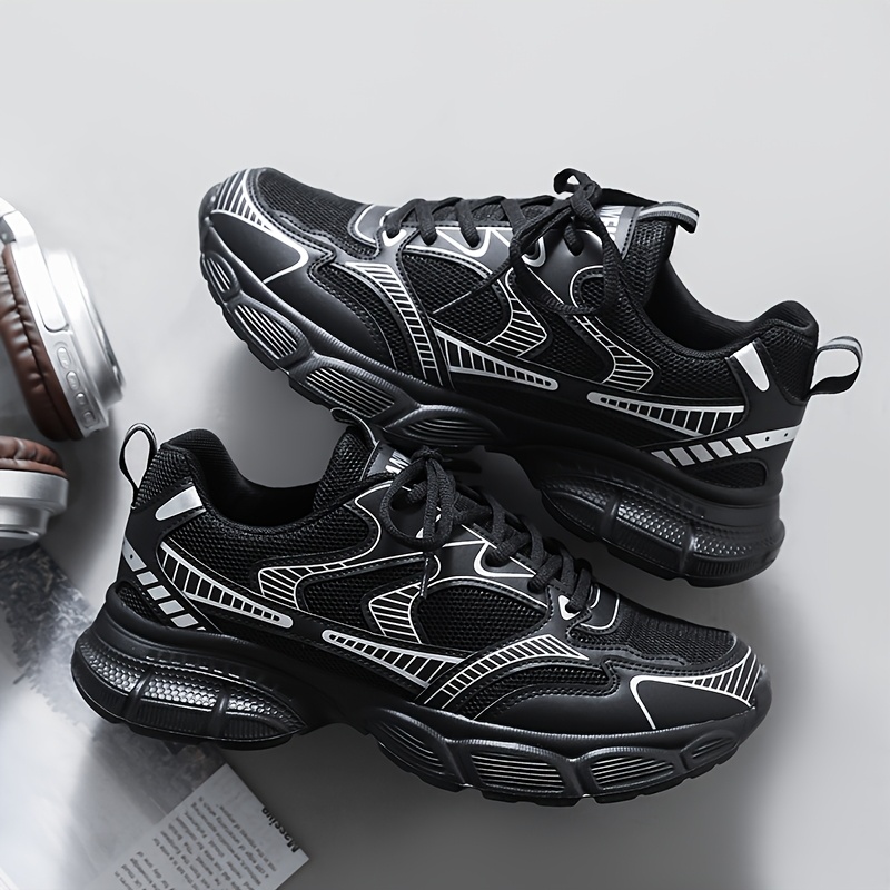 TEMU Baskets tendance pour homme 2025 - Baskets basses décontractées toutes , couleur unie à lacets et embout rond, tige en simili-cuir, doublure en