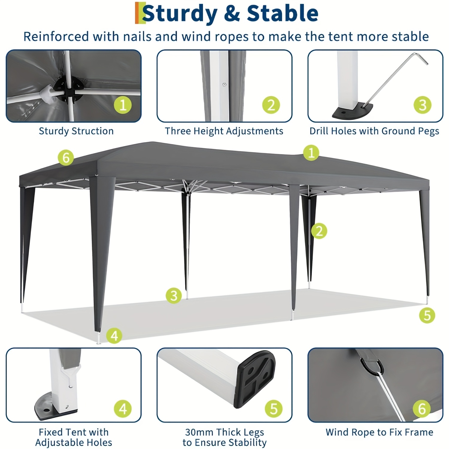 CUISINAID 210D Oxford Fabric Tent - 118.11x236.22inch White Canopy with 6 Windows, 12 Chairs & Table, Elegant Party & Event Shade, Durable Metal Frame, Easy Setup for Indoor/Outdoor Use, Event Shade, Indoor Outdoor Shade, Modern Event Tent, Sturdy Pole Support