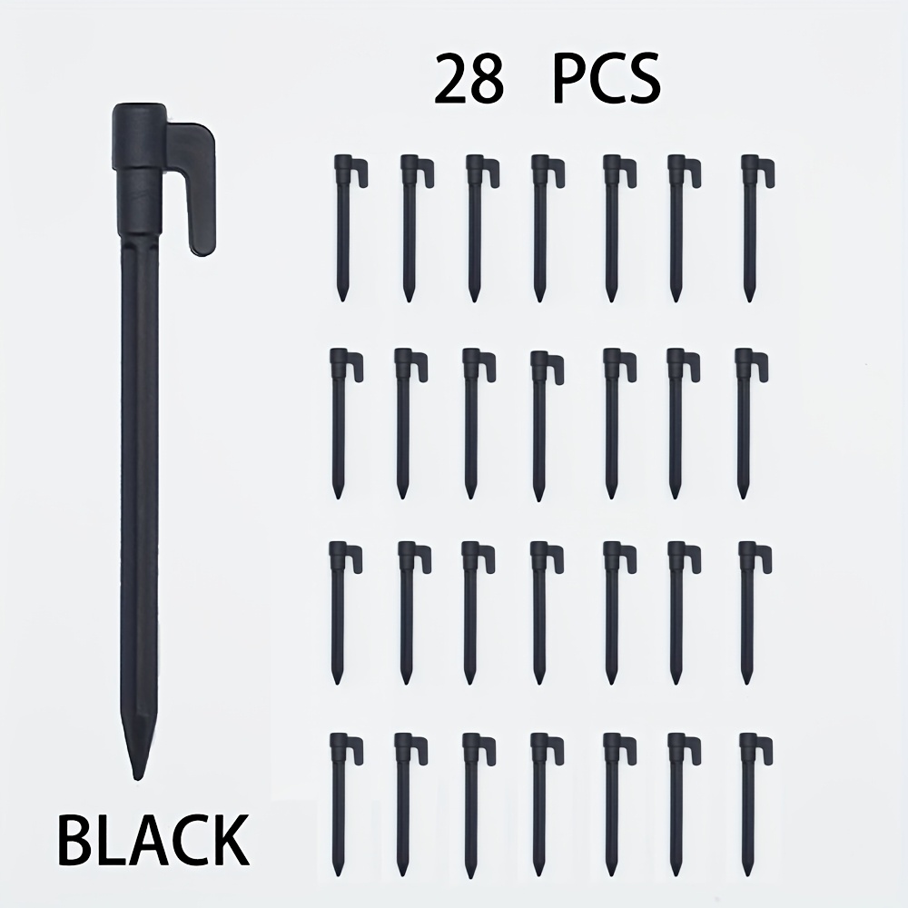 TEMU 28-pack Of Reinforced Abs Tent Pegs: Extra Long And Sturdy For Camping, Tents, Canopies, And Beach Anchoring - Wind Resistant And Long Lasting