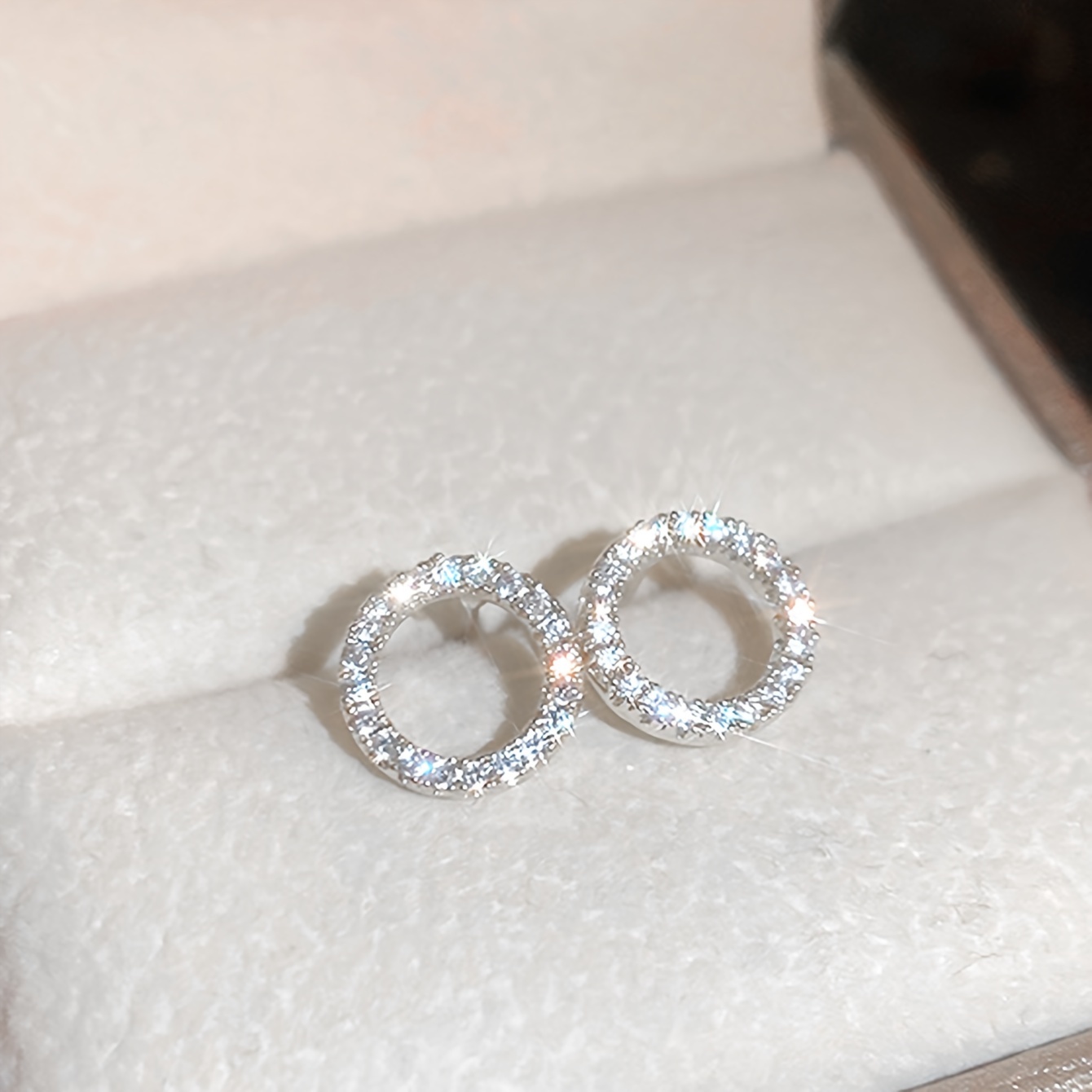 Women's Rhinestone Circle Stud Earrings, Vintage Style