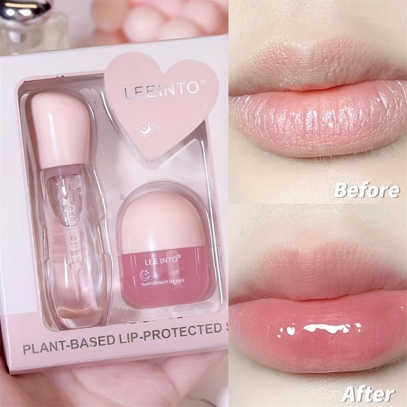 Leeinto 2pcs Lip Care Set: Hydrating & Lightweight, - Daily & Nighttime Use With Vitamin E & Plant Squalane, Perfect For Types With Plant Squalane