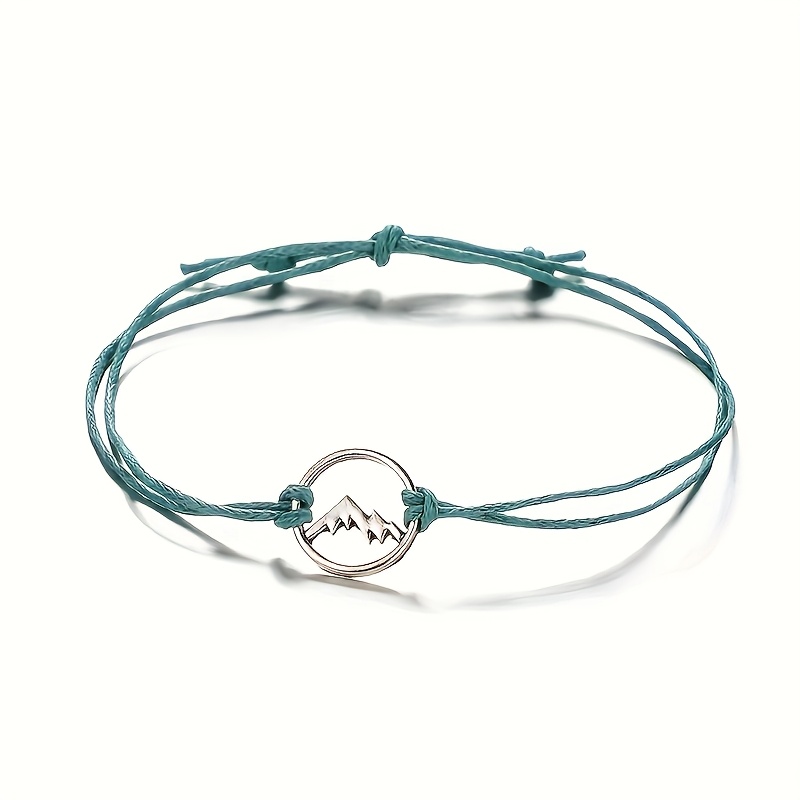 Nautical Green Rope Wax Bangle Bracelet Geometric Circular Wave
