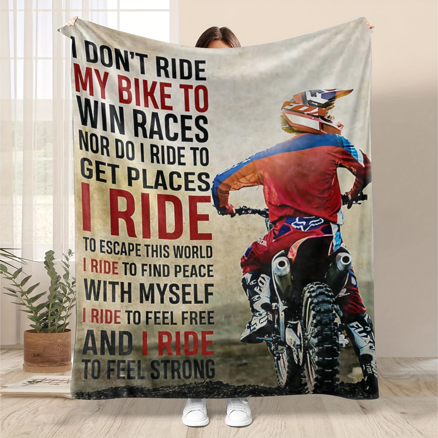 

1pc Motocross Biker Pattern Blanket Soft Flannel Sofa Blanket Warm Cozy Nap Throw Blanket For Bed Sofa Couch