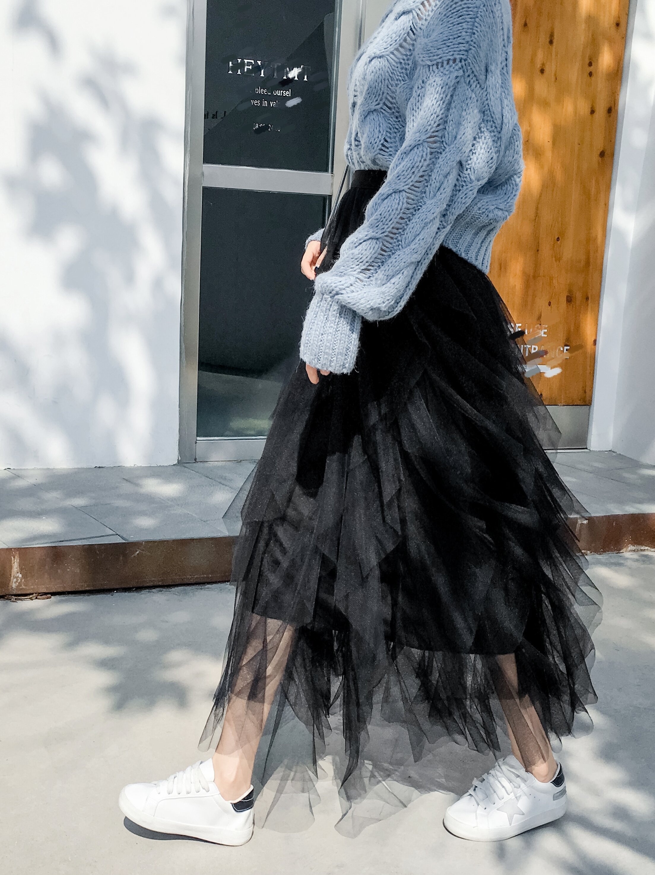【Raucohouse】Lisa frill midi skirt Frill Straight-Fit Midi Skirt CF526 - Acubi style | LEWKIN