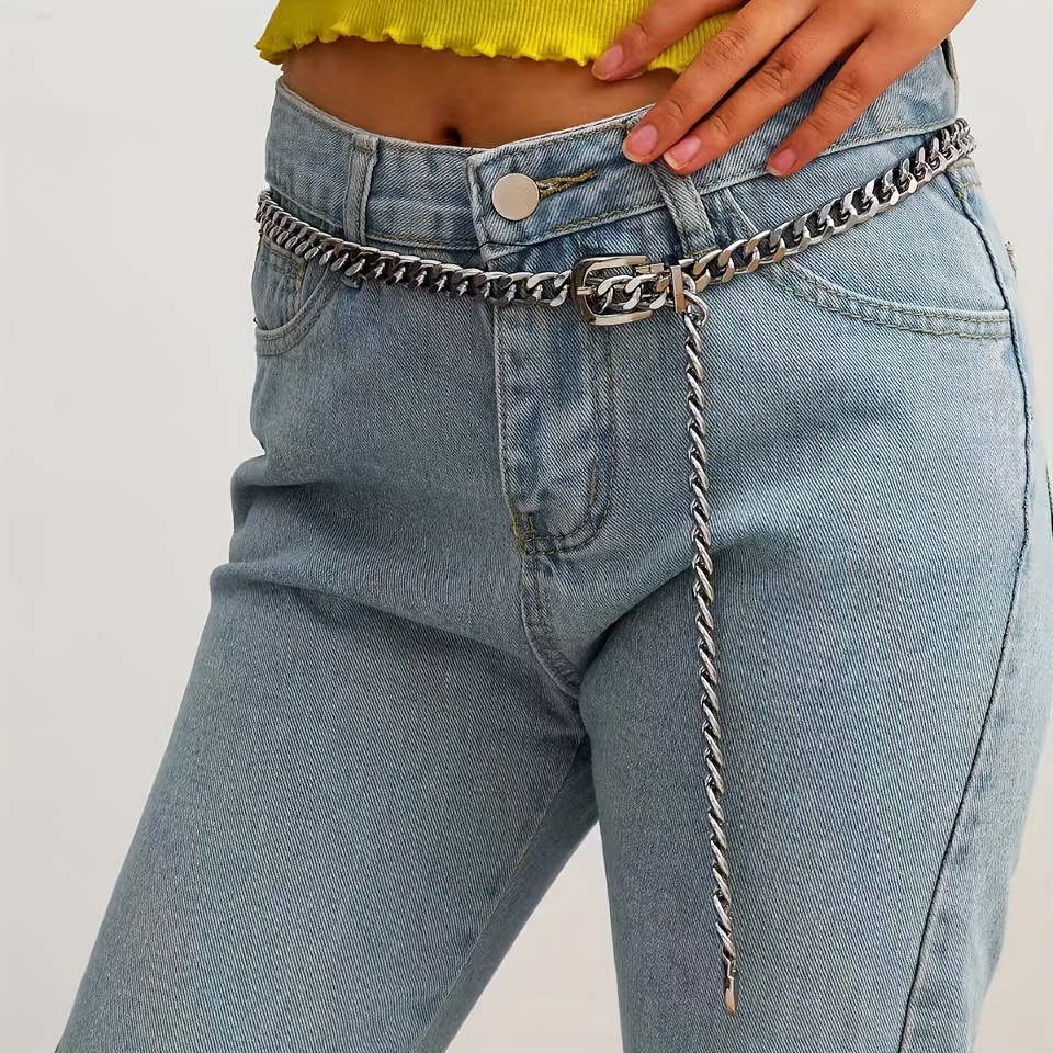 Plus Size Easy Chunky Chain Stylish Belt with a Unique Punk Golden Chain, Perfect for Accessorizing Women'S Jeans