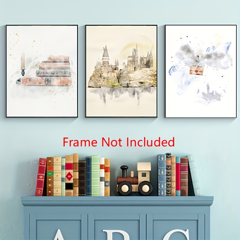 3pcs Canvas Poster, Modern Art, Magical World Poster Canvas Painting,  Wizarding Inspired Art Print, Castle Snowy, Ideal Gift For Bedroom, Decor  Wall A