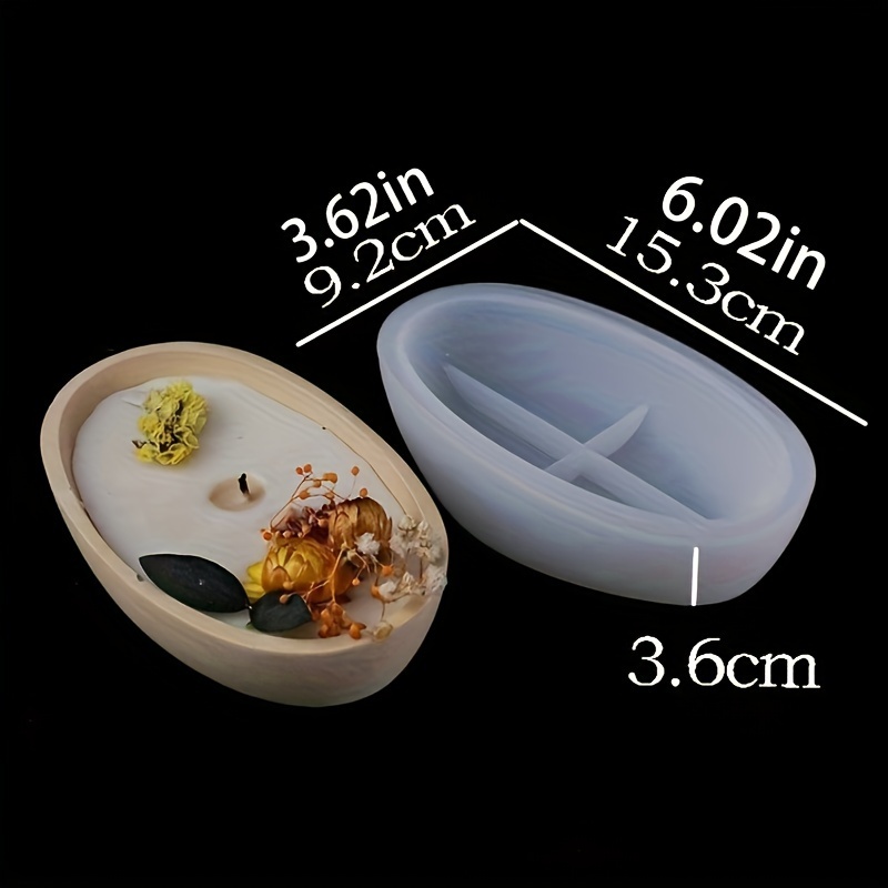 Image of Oval Boat Candle Jar Silicone Mold Cement Plaster Resin Crafts Storage Jar Mould Succulent Flower Pot Home Decoration Molds