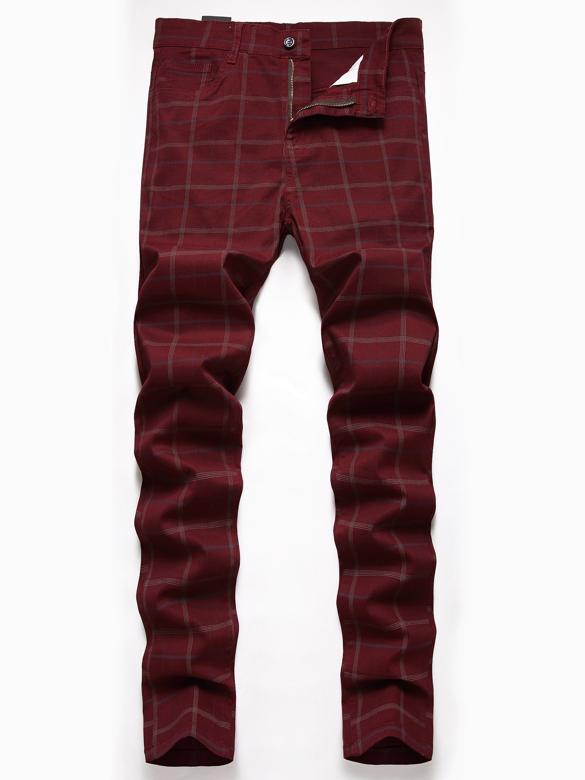 plaid pants men stretch mens fit dress pants skinny - Temu