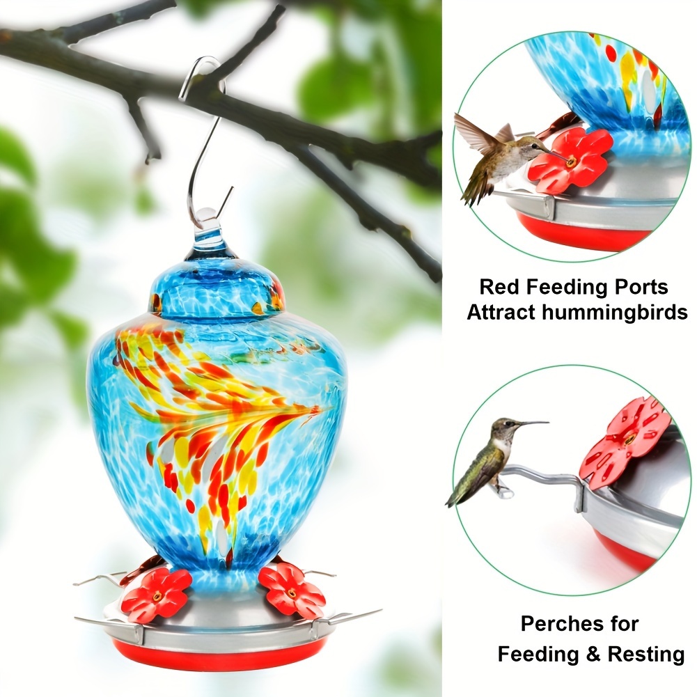 Hummingbird Feeder Perch Hand Blown Glass 38 Fluid Ounces - Temu