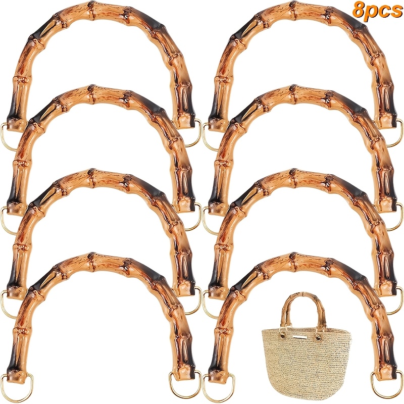 TEMU 8 piezas de para bolso de D de bambú de - Hechas de plástico, con cierres de metal dorado, piezas de repuesto para de bolso, accesorios