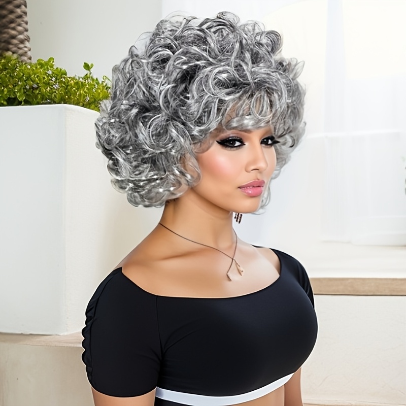 grey curly wig fancy dress Granny Curly Wig – Sowest Fancy Dress main image 0