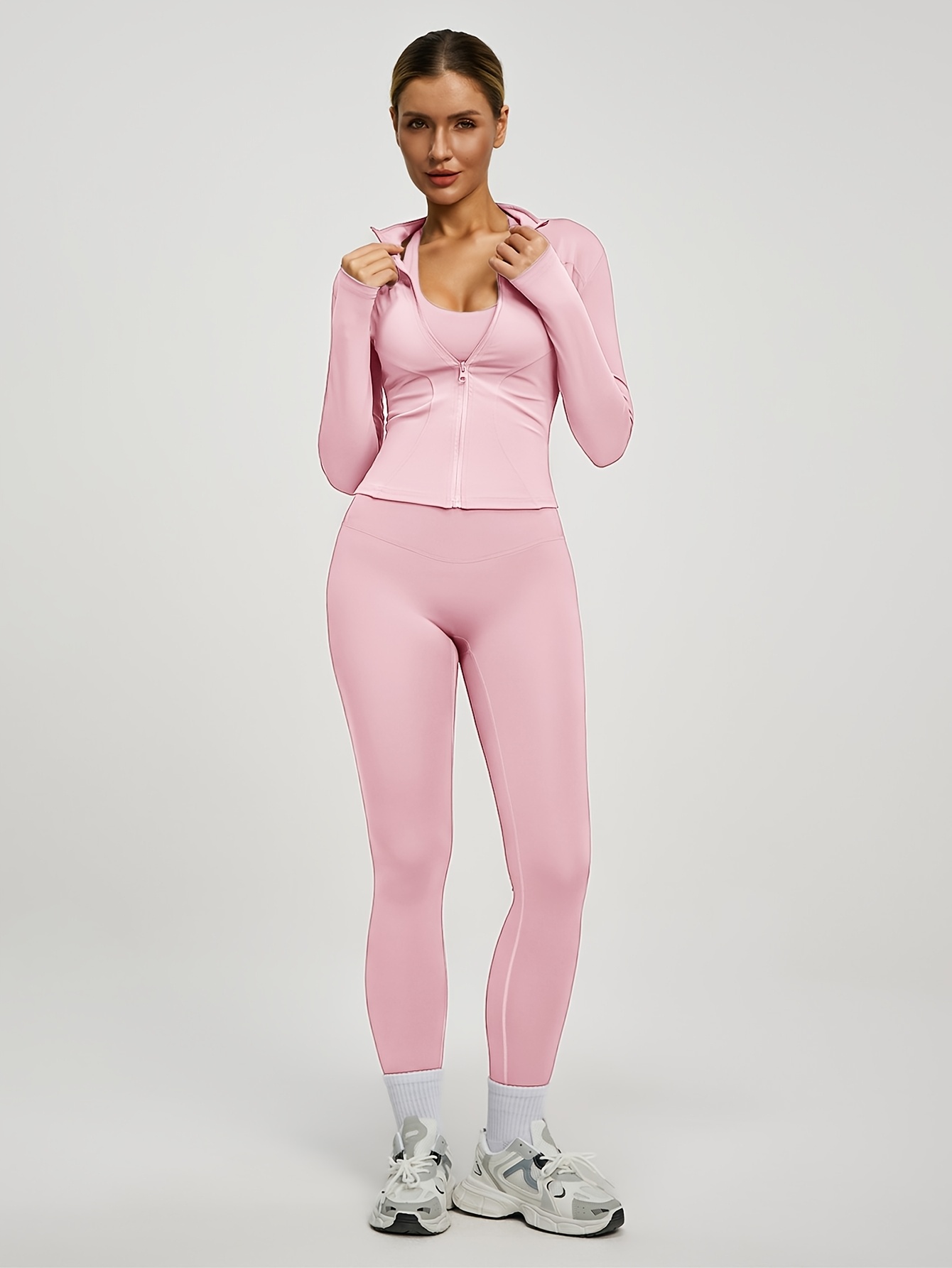 [2pcs Yoga Sportswear] Women's 2pcs Yoga Sportswear Set - Stylish And Body-Revealing Yoga Jacket And Pants