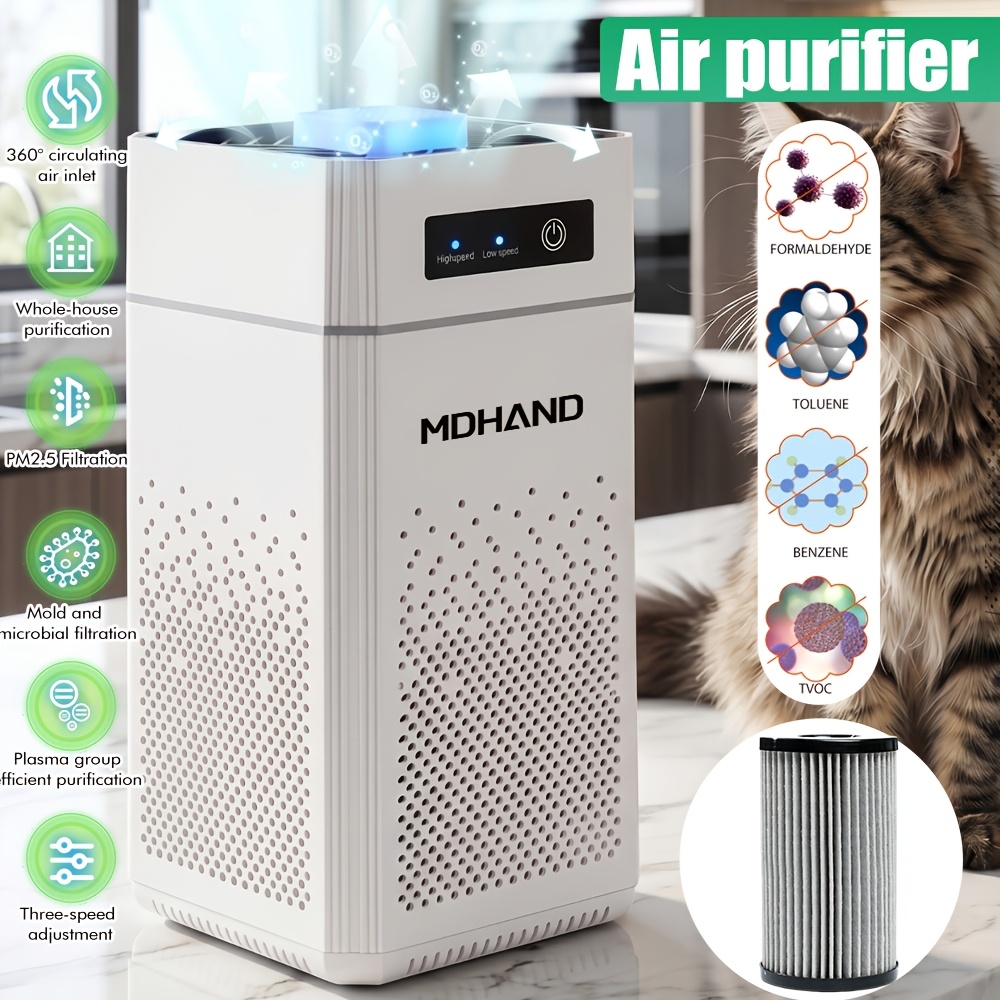 Image of 1pc For Pet Owners, Hepa And Activated Carbon Filter, Removes Formaldehyde, Mold, Dust, And Odors, 500 M³/ 120 M², Particularly Quiet And Energy-efficient, 3 Fan , White