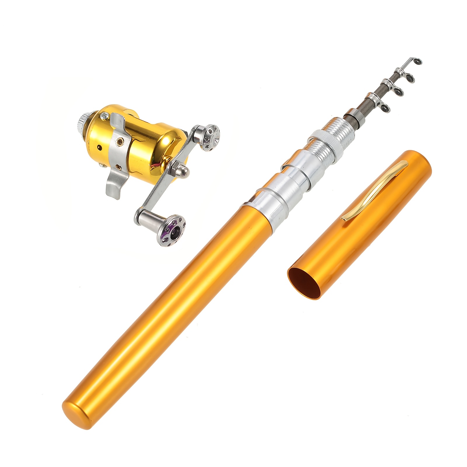 TEMU Leofishing Pen Shape Mini Telescopic Fishing Rod With Reel, Portable Pocket Fishing Pole For Ice Fishing, Boat Fishing, Travel Outdoor Fishing
