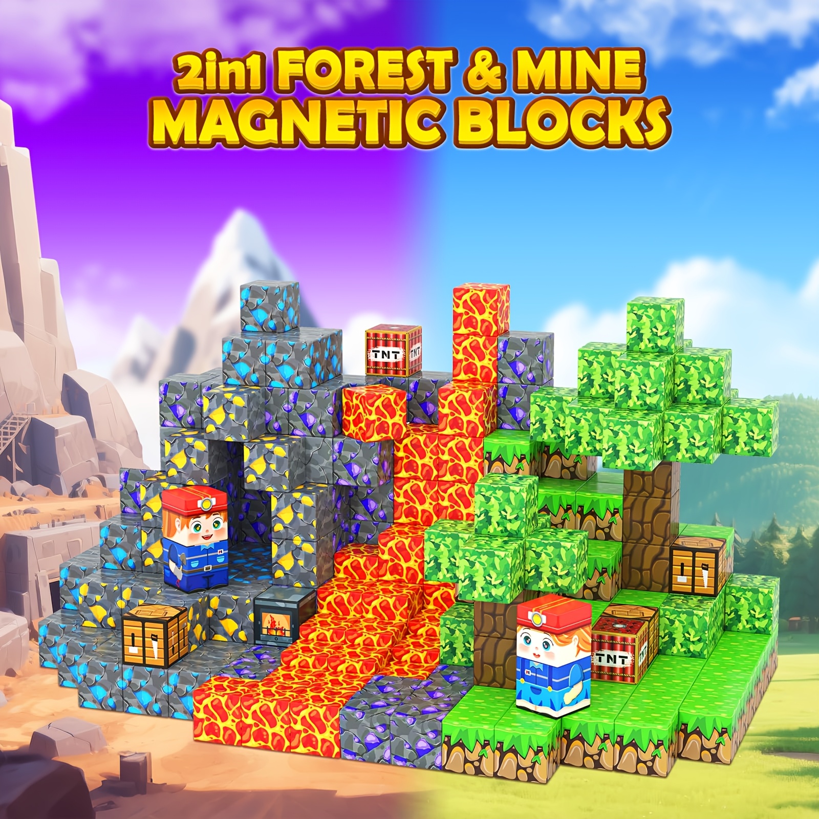 Magnetic Building Blocks Treasure Sword and Forest Castle Set